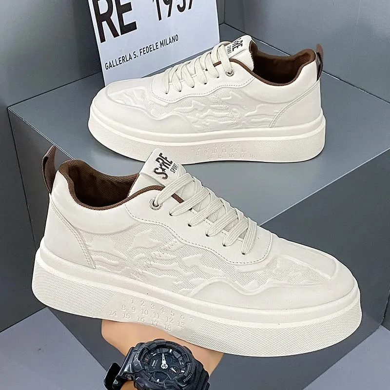 Spring Breathable 2025 New Senior Sense Sports Men's Casual Sports Shoes Youth Thick Sole Trend Fashion Commuter Driving Casual Shoes Pure Color