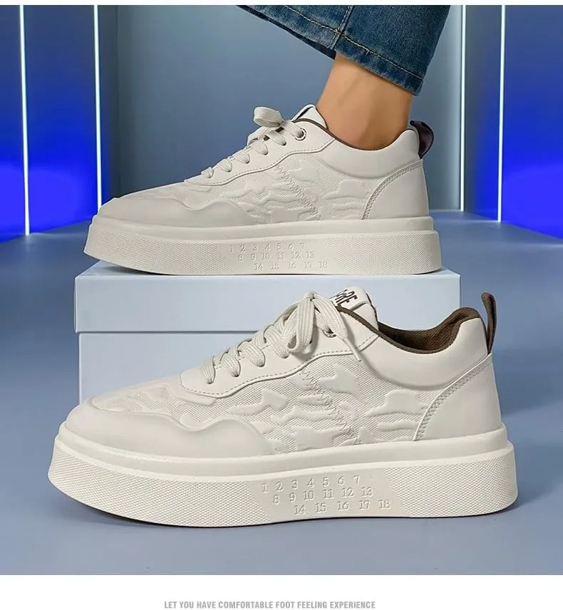 Spring Breathable 2025 New Senior Sense Sports Men's Casual Sports Shoes Youth Thick Sole Trend Fashion Commuter Driving Casual Shoes Pure Color