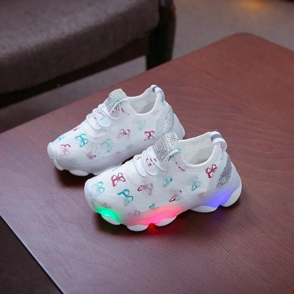 Toddler Boys Girls Light Up Shoes Lightweight Breathable Anti-Slip Led Flashing Sport Sneakers for Toddler Kids
