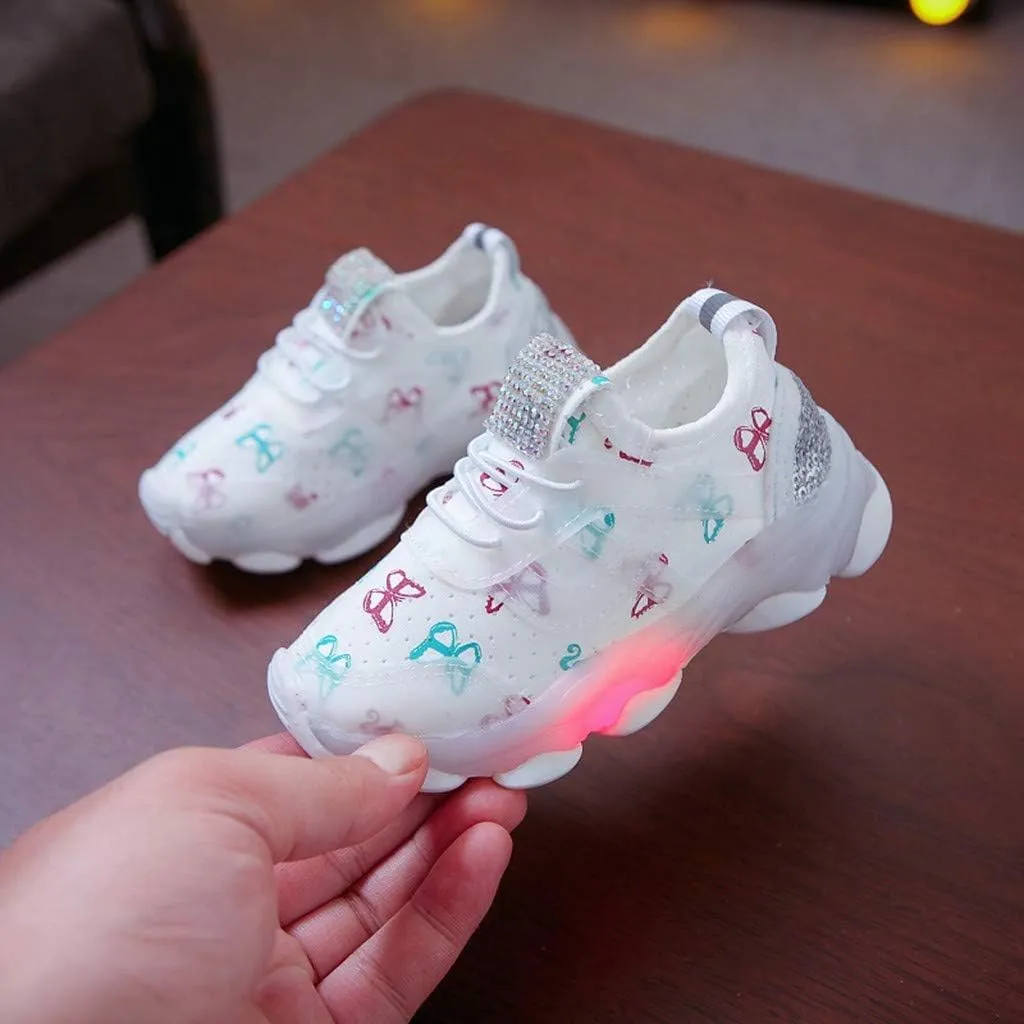 Toddler Boys Girls Light Up Shoes Lightweight Breathable Anti-Slip Led Flashing Sport Sneakers for Toddler Kids