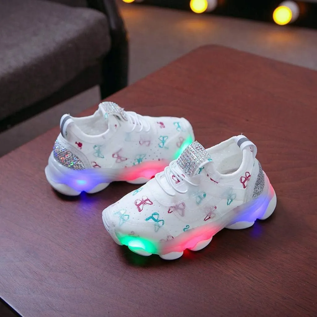 Toddler Boys Girls Light Up Shoes Lightweight Breathable Anti-Slip Led Flashing Sport Sneakers for Toddler Kids