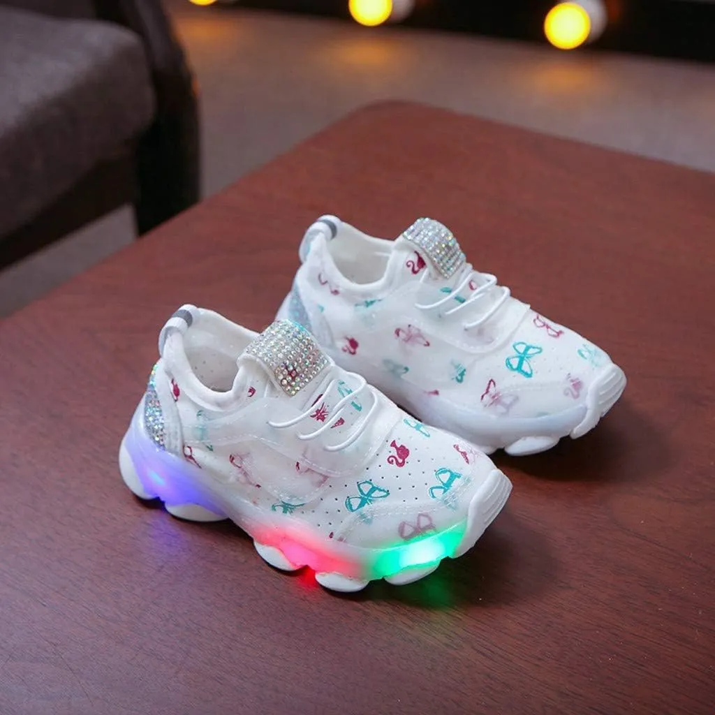 Toddler Boys Girls Light Up Shoes Lightweight Breathable Anti-Slip Led Flashing Sport Sneakers for Toddler Kids