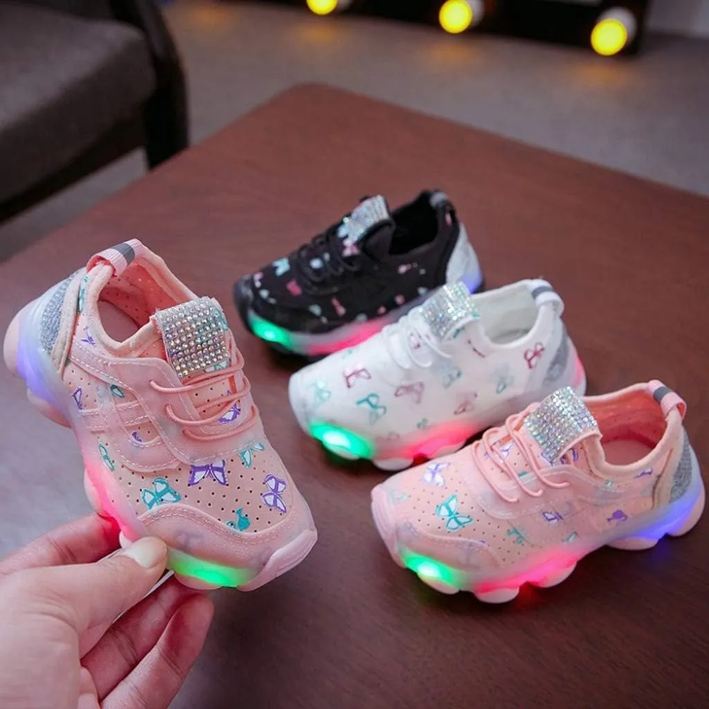 Toddler Boys Girls Light Up Shoes Lightweight Breathable Anti-Slip Led Flashing Sport Sneakers for Toddler Kids