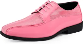 Viotti 179, Casual Dress Oxford Shoes for Men, Satin Striped Lace-Ups, Men's Business Casual Leather & Satin Shoe, for All Formal Occasions