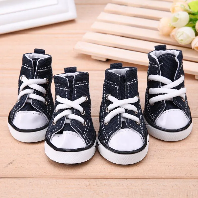 Waterproof Denim Pet Dog Anti-slip Boots Winter 4pcs