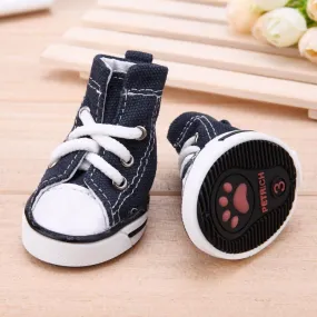 Waterproof Denim Pet Dog Anti-slip Boots Winter 4pcs