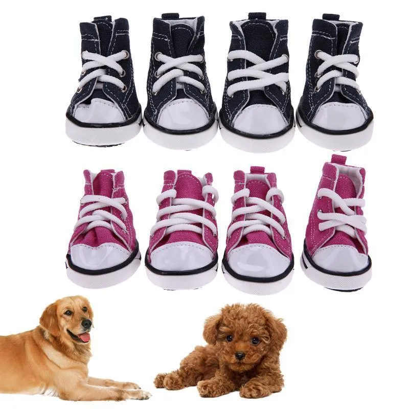 Waterproof Denim Pet Dog Anti-slip Boots Winter 4pcs