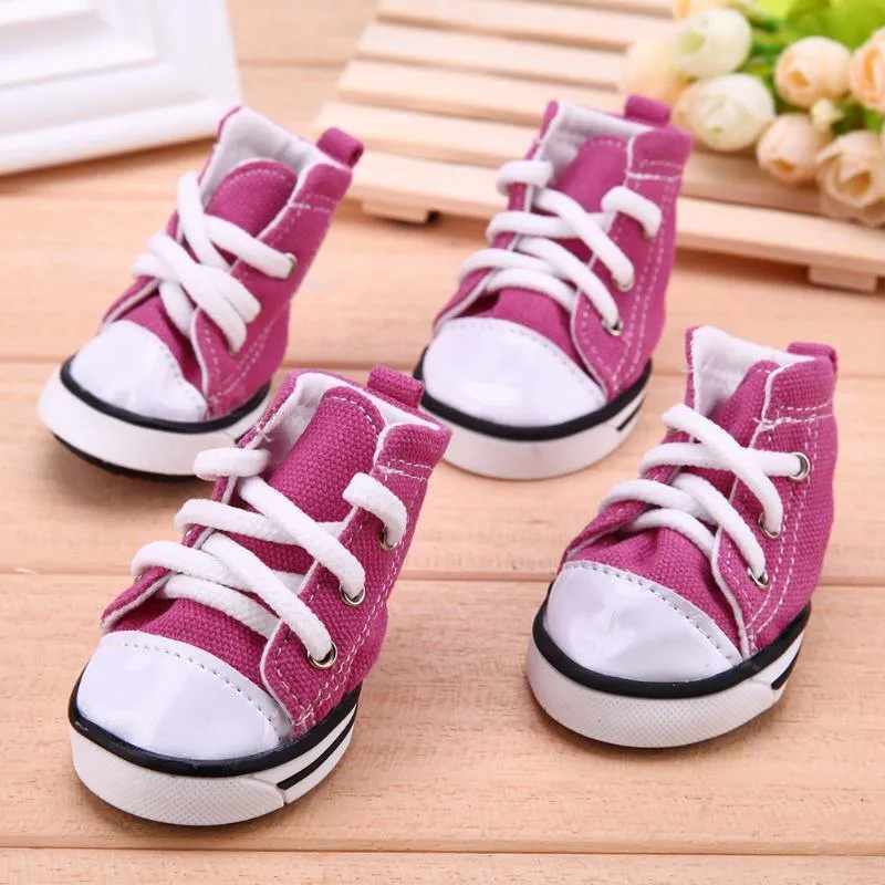 Waterproof Denim Pet Dog Anti-slip Boots Winter 4pcs