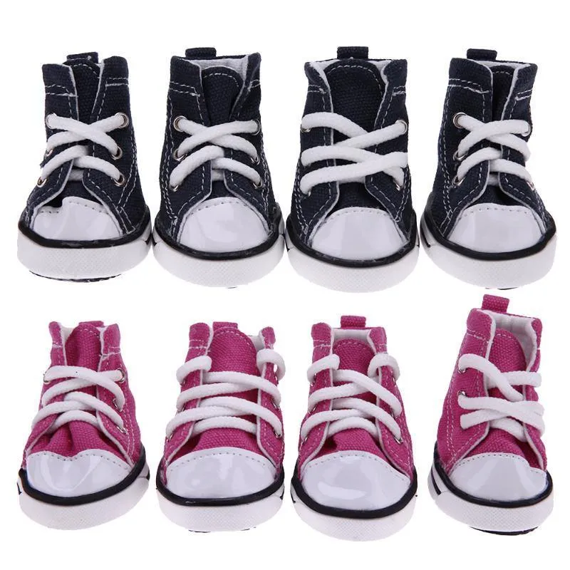 Waterproof Denim Pet Dog Anti-slip Boots Winter 4pcs
