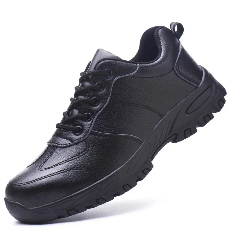 Waterproof Safety Shoes Men Steel Toe Work Boots  Anti-smash Puncture-Proof Leather Shoes Protective Boots Indestructible Shoes