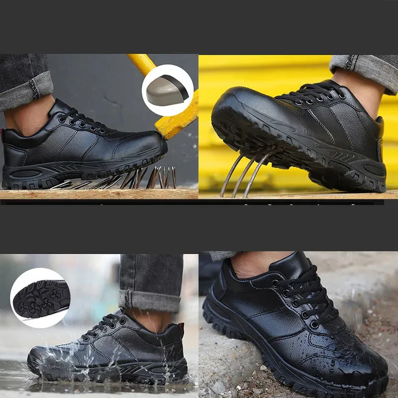 Waterproof Safety Shoes Men Steel Toe Work Boots  Anti-smash Puncture-Proof Leather Shoes Protective Boots Indestructible Shoes