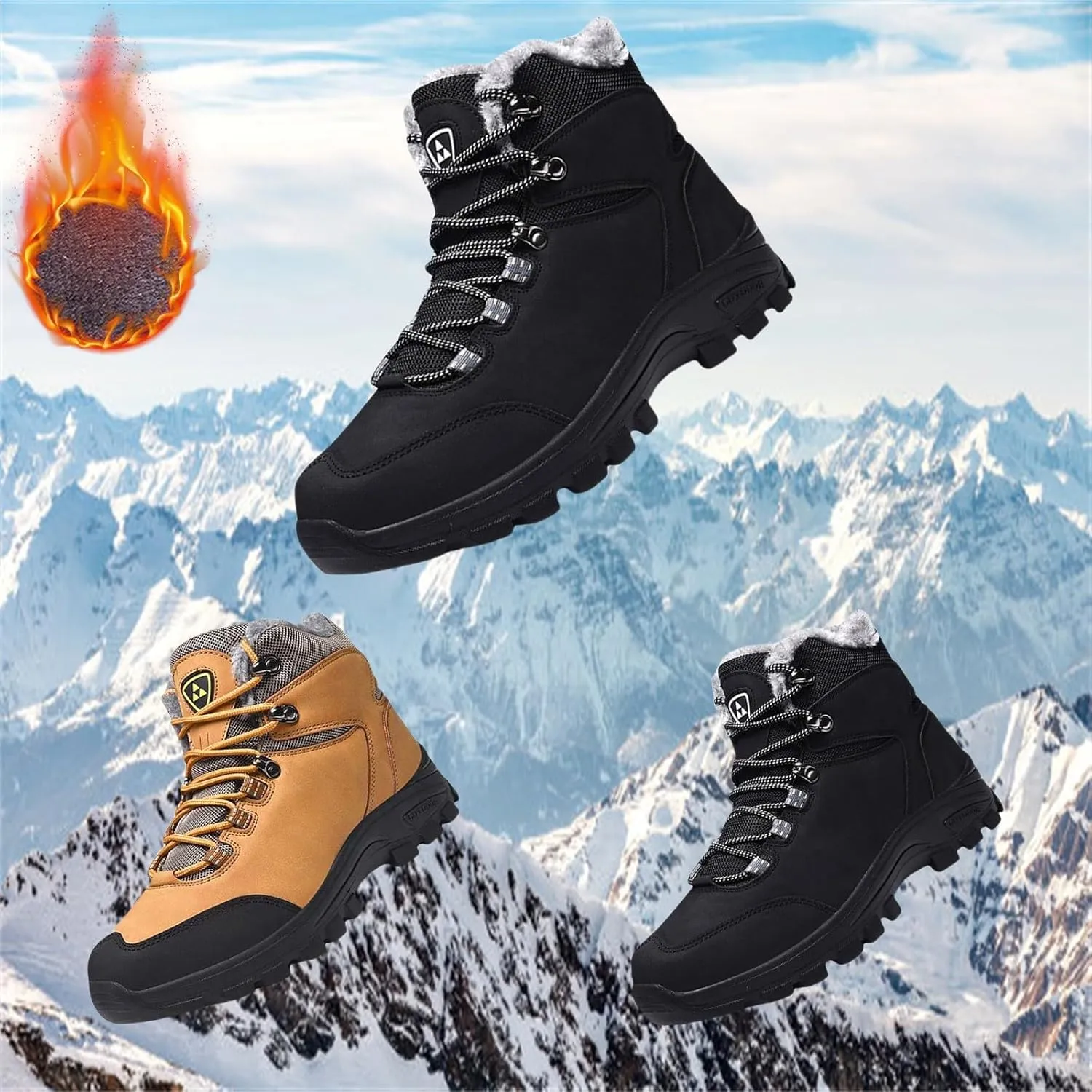 Women Snow Shoes Lace Up Womens Winter Walking Shoes for Men Wide Calf Platform Boots