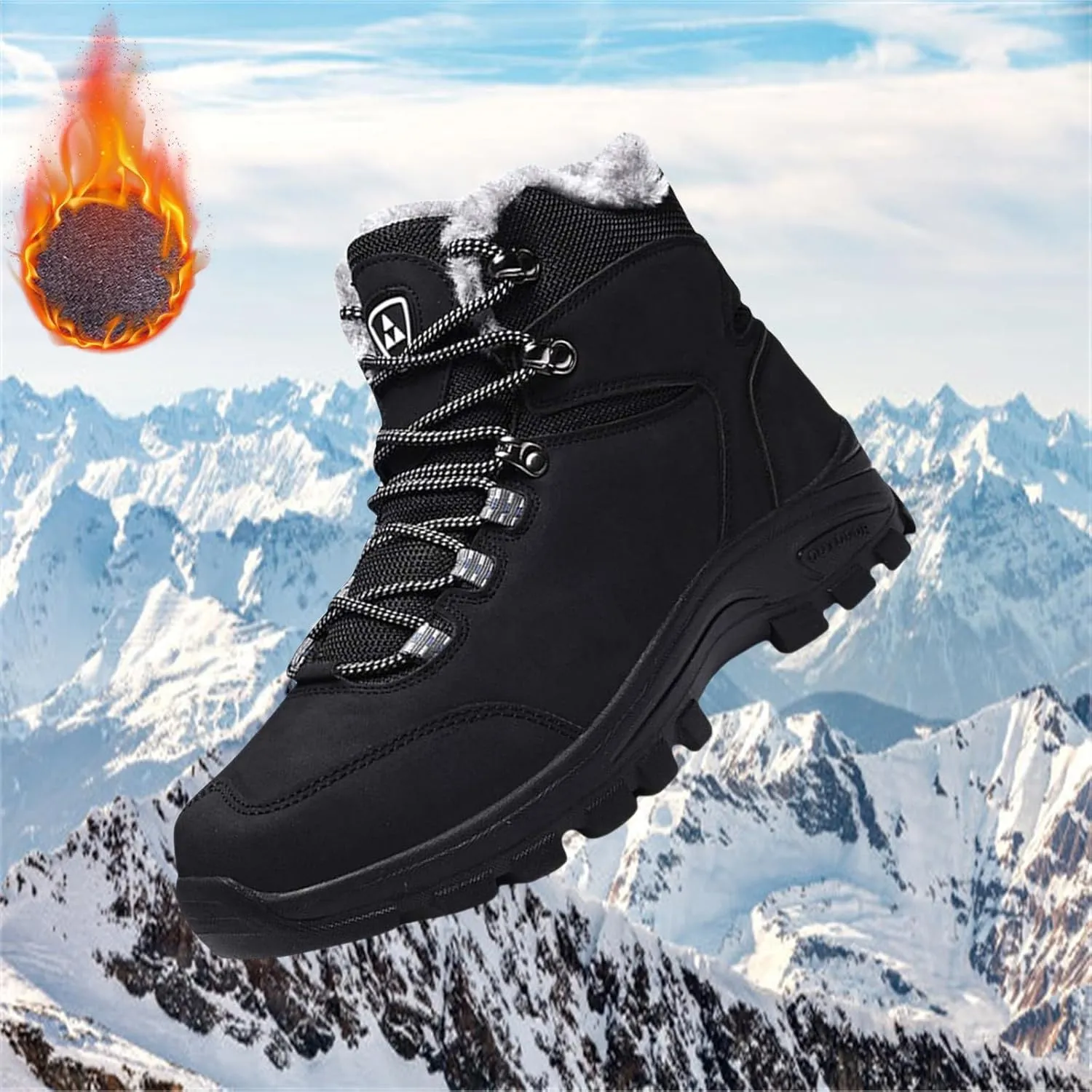 Women Snow Shoes Lace Up Womens Winter Walking Shoes for Men Wide Calf Platform Boots