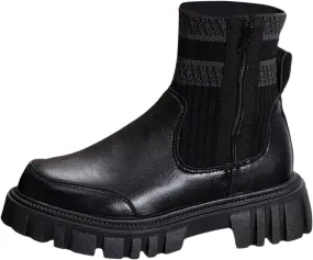 Women's Ankle Boots Womens Fall Boots 2024 Fashion Elastic Lug Sole Cloth Chunky Heel Pull on Boots Sock Boots Comfy