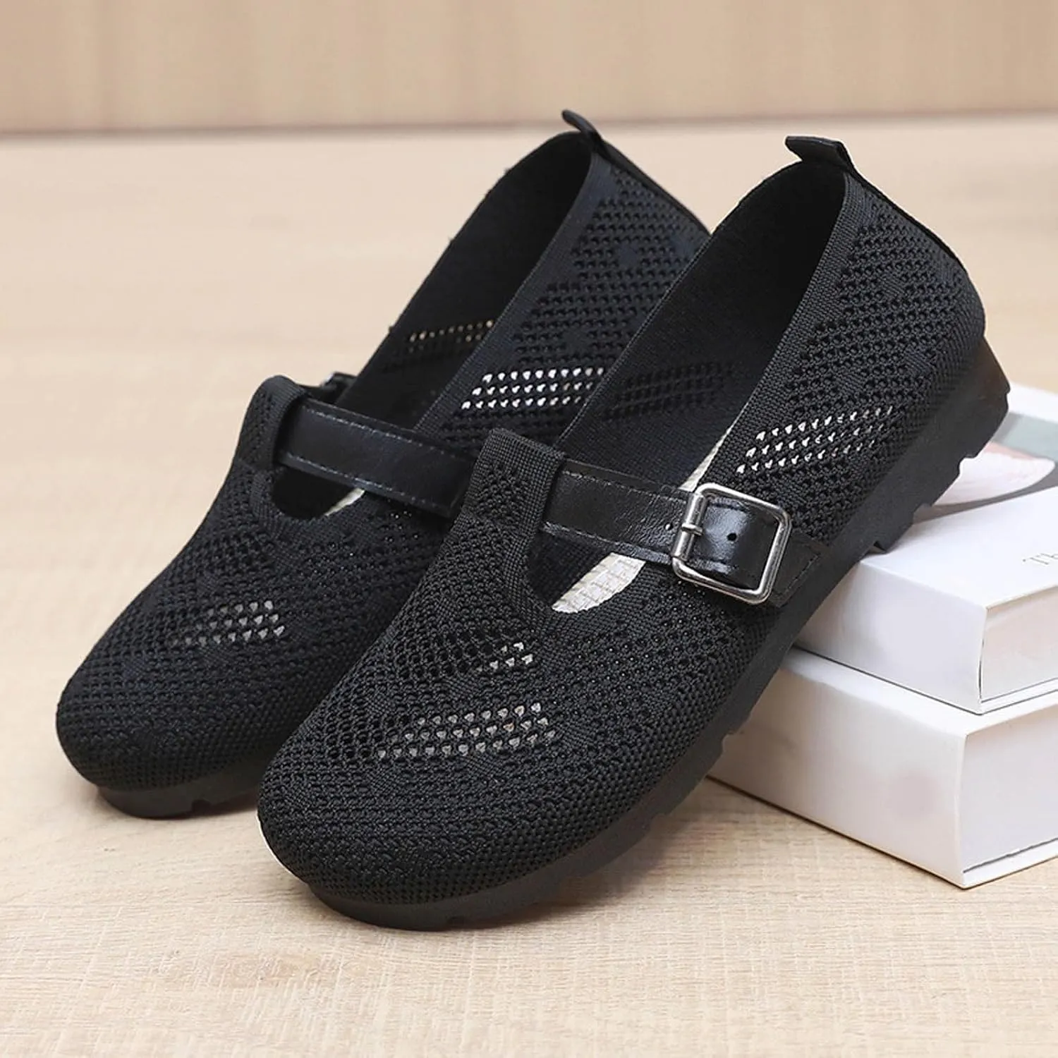 Women's Ballet Shoes Round Toe Slip On Knit Casual Dress Shoes Comfort Ballerina Comfortable Women for Casual