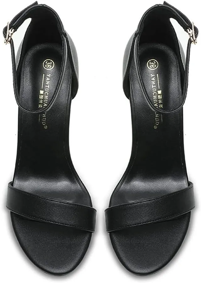 Womens High Heels Stilettos Round Toe Ankle Strap High Heel Sandal